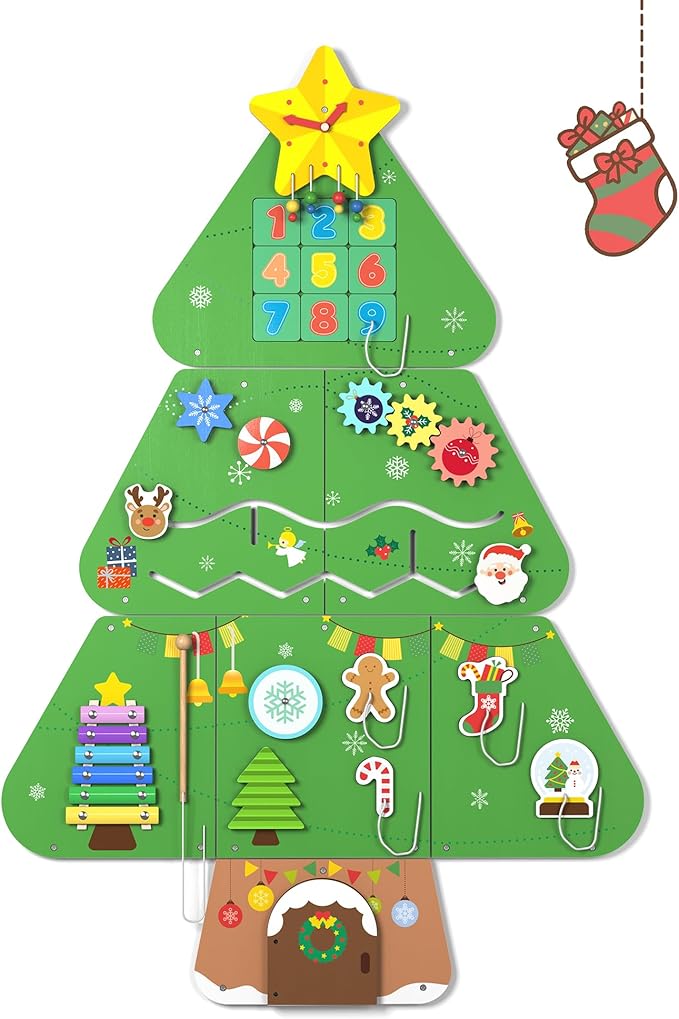 BlueWood Tree Wall Busy Board Panels, Toddler Learning Activity Center, Montessori Philosophy Sensory, Educational Toys, Conducive to All-Round Development