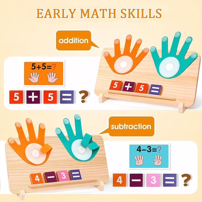 Montessori Math & Spelling Learning Toys for Kids 3+ Years -Wooden Number Counting Blocks, ABC Letter Matching Game, Math Manipulatives, Preschool Educational Toys, Homeschool Supplies, Gift for Kids