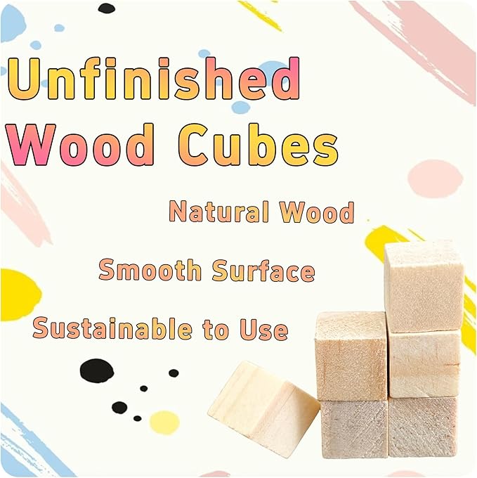 220Pcs 1cm Unfinished Wood Cubes, 0.39” Natural Square Wooden Blocks for Math Counting, Crafts, and DIY Projects