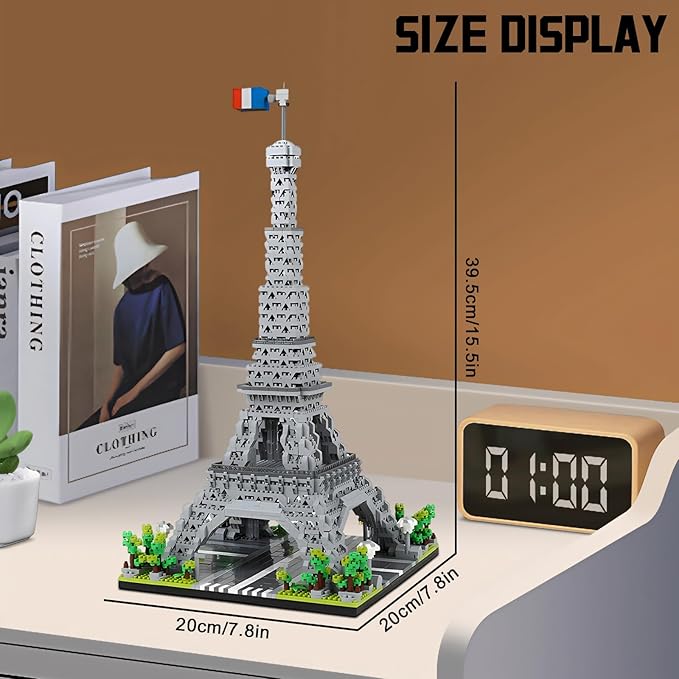 Paris Eiffel Tower Model Building Blocks Micro Brick Architecture Landmark for Display Fun Construction Gift for Kids & Adults