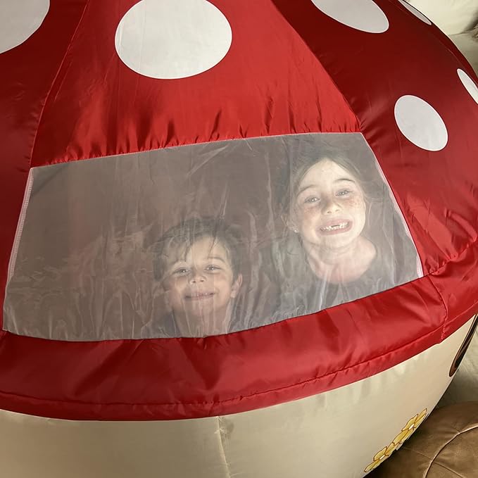 The Original Patented AirFort - Build A Fort in 30 Seconds, Inflatable Fort for Kids, Play Tent for 3-14 Years, A Playhouse Where Imagination Runs Wild, Fan not Included (Mushroom House)