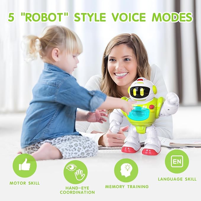 P&C Learning Toys Baby Walking Activity Remote Control Robot with Musical, Sounds, Light Interactive Early Toddlers Toy for 1 2 3 Birthday Gift