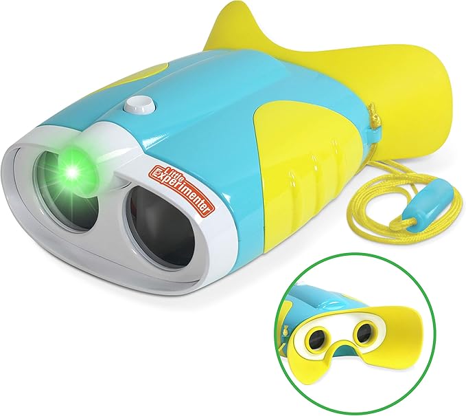 Little Experimenter Night Vision Binoculars for Toddlers & Kids, Flash Light & Face Comfort Rubber, Ideas, Outdoor Toys, Educational STEM Gifts for Boys & Girls Ages 3 4 5 6 Year Old