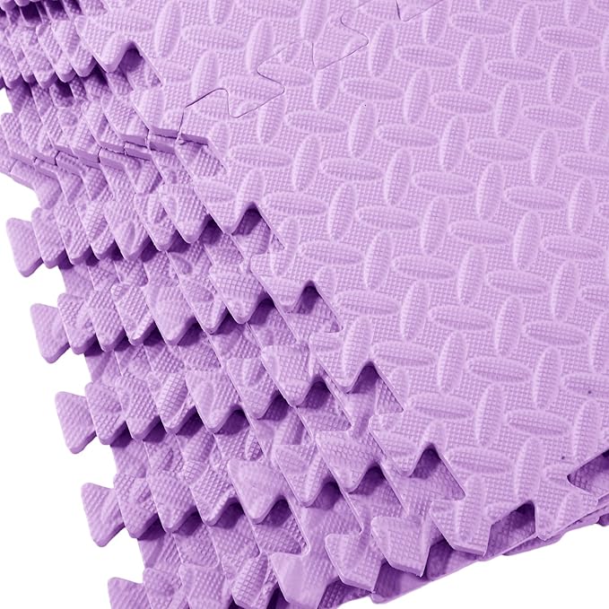 Shihanee 16 Pcs Foam Floor Baby Tiles 11.81 x 11.81 inches Foam Floor Mats Play Mats Bulk with Borders Interlocking for Kids Baby Playroom Nursery Gym（Purple）