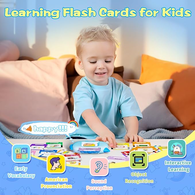 Talking Flash Cards for Toddlers Learning: Alphabet Learning Toys - Matching Spelling Games with 224 Sight Words - Montessori Toys for 3 4 5 6 Years Old Kids (Blue-336 Sight Words)
