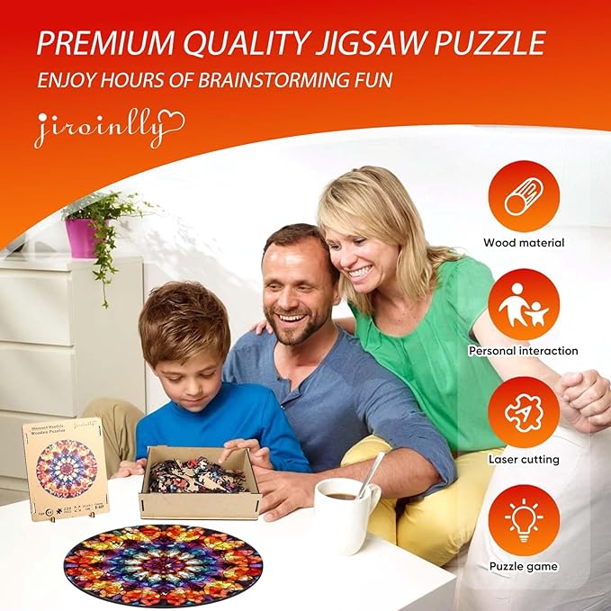 Jiroinlly Puzzles for Adults Crystal Mandela Wooden Puzzles, 200 Pieces Unique Shaped Liberty Jigsaw Puzzles, Creative Toys for Adults and Kids, Fun Challenge Family Game 11.2'' x 11.2''