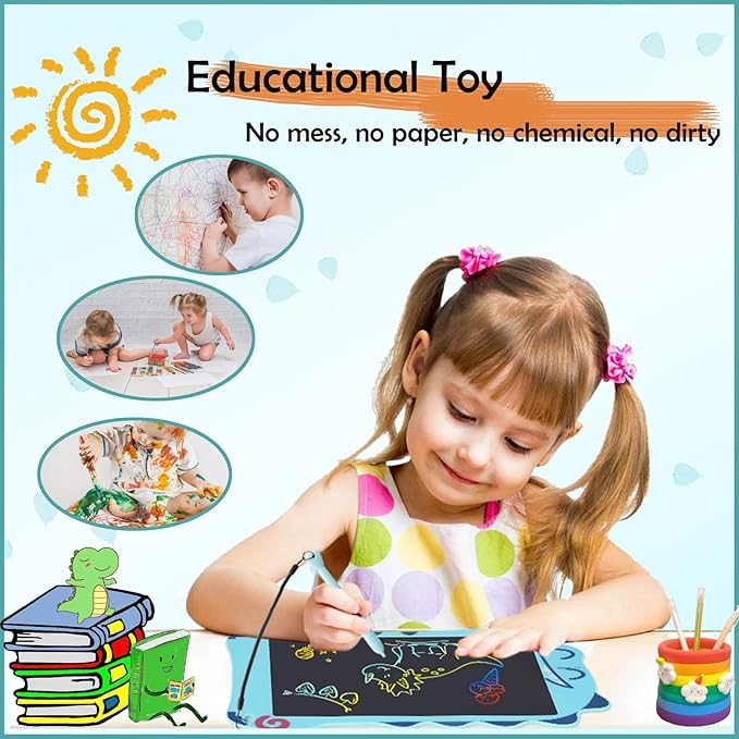 LCD Writing Tablet Dinosaur Toys for Boys Kids, Colorful Toddler Blue Toys Drawing Board, Educational Children Toy, Doodle Pad for 3 4 5 6 7 8 Year Old Boy Kid Birthday Party Christmas Gifts,8.5inch