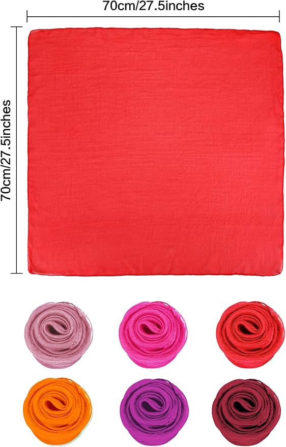 Boao 6 Pieces Chiffon Scarf 1950s Square Neck Head Scarfs Vintage Soft Polyester for Women Lady