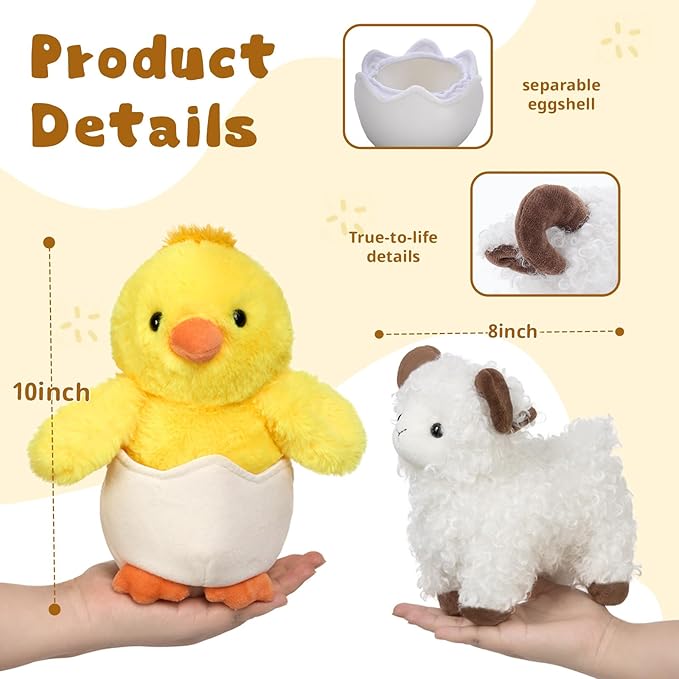 MaoGoLan 4 Pack Bunny Stuffed Animals Chick/Duck Plush for Kids Party Favors, Medium Stuffed Animals Bulk for Birthday Baby Shower Decorations Girls Boys Toddlers