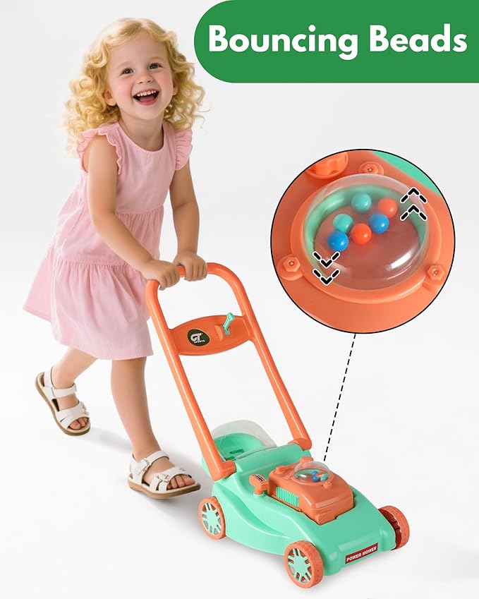 Kids Lawn Mower with Realistic Grass-Cutting Action and Sounds – No Batteries Required | Fun Outdoor Push Toy, Birthday Gift & Halloween Present for 3, 4, 5, 6, 7, 8 Year Old Boys and Girls (Green)