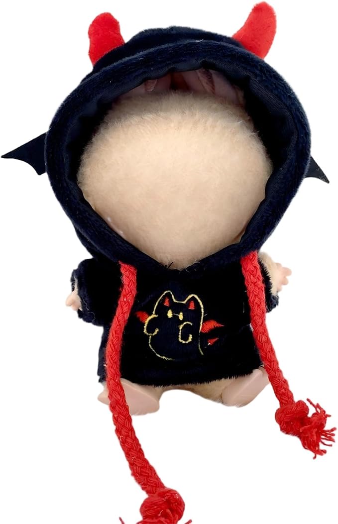 Halloween 17cm Doll Clothes Set(No Doll), Hat & Overalls Set for 17cm Labubu Suit, Cute Cloth for Dress up Unique Style Dolls Outfit Stylish Clothes for Labubu (Bat Sweatshirt)
