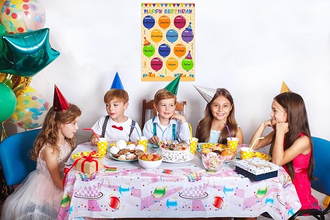 FLYAB Birthday Poster for Classroom - Balloons Chart for Back to School Laminated Kids Calendar for Bulletin Board Decorations Teacher Supplies