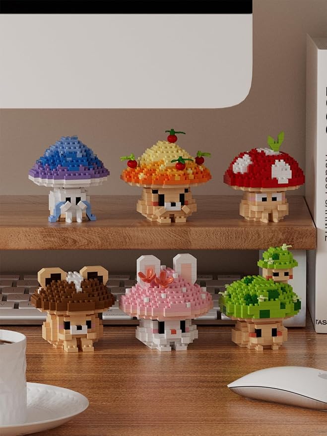 Rabbit Mushroom Mini Cute Mushroom Animals Building Toy Set Adorable Plant Blocks for Creative Play Bonsai Botanical Collection