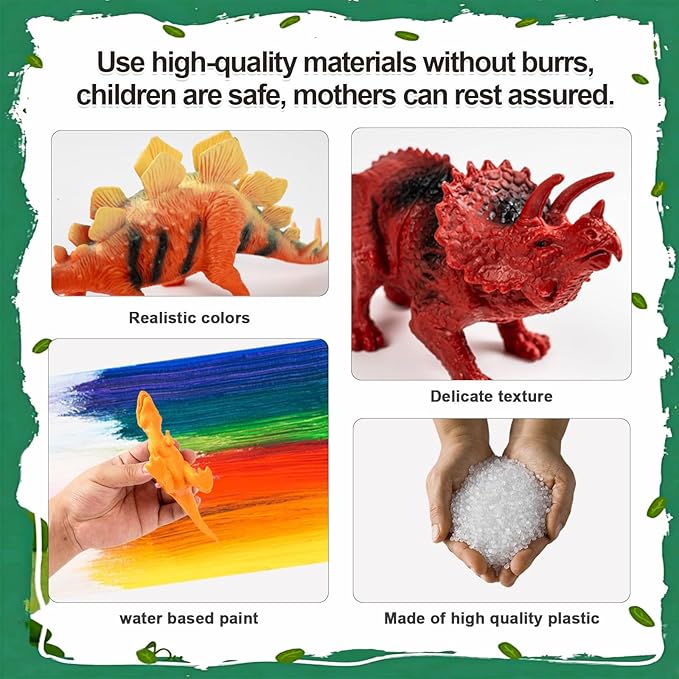 OuMuaMua Dinosaur Toys for Kids 3-5, Plastic Dinosaur Figures Set with Activity Play Mat Dinosaurs Eggs Storage Box for Boys Girls Party Favors Supplies, 5-7 Inch