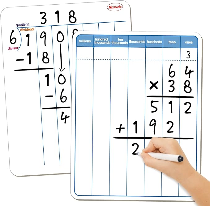 Dry Erase Long Division Whiteboard
