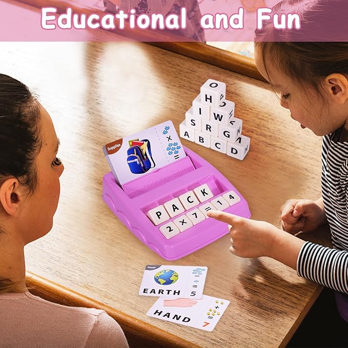Educational Toys for Kids Ages 3-8, Matching Letter Spelling Game ABC Learning, learning toys for 4-7 year old girls ,Birthday Party Gifts Easter Basket Stuffer for 3 4 5 6 7 8 Year Olds Girls Pink