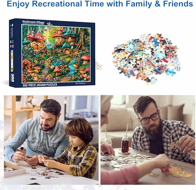 500 Piece Puzzles for Adults Mushroom Village 20.5 x 15 Inch 500 Piece Jigsaw Puzzles for Kids Adults Puzzles 500 Pieces for Adults Holiday Educational Challenge Toy