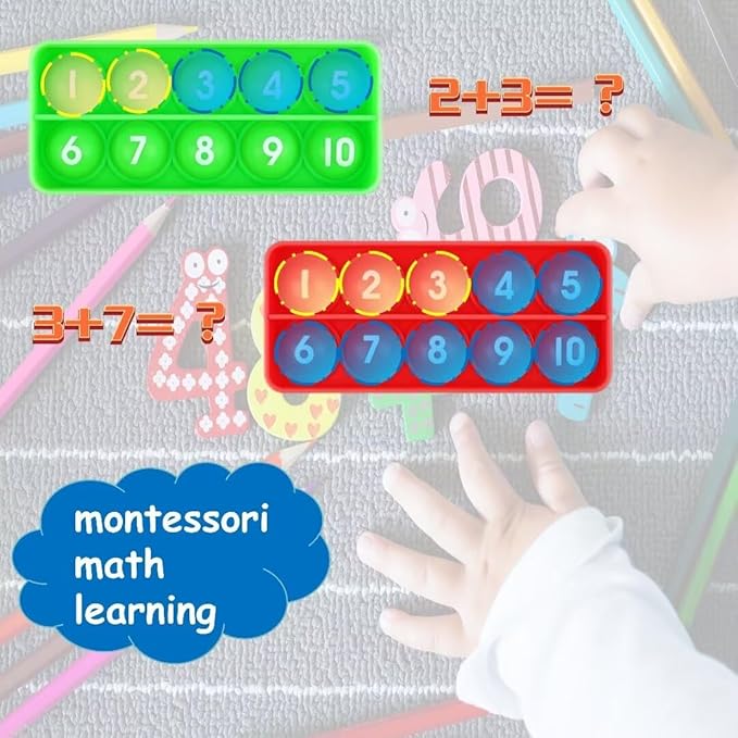 Ten Frame Number 1-10 Counting Poppers, Sensory Bubble Popping Fidgety Board, Math Manipulatives for Elementary Preschool Kindergarten Classroom, Montessori Educational Learning Activities for Kids