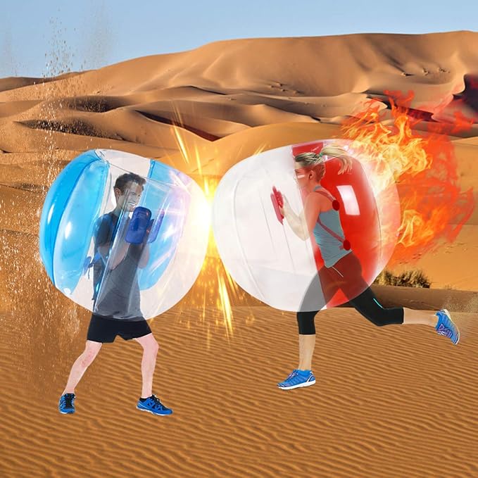 SUNSHINEMALL 2 Pack Inflatable Bumper Balls for Adults (4ft/1.2m) Giant Sumo Balls Body Bumpers Balls Buddy Zorb Ball Outdoor Toys for Kids Yard Human Bubble Ball Hamster Ball(Red+Blue, 48inch)