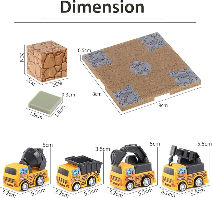 Magnetic Construction Building Blocks Set, 136PCS Tile with 4 Toy Trucks, Education STEM Consrtuction Site Theme Toy for Age 3-5, 6 7 8 9 10 (Construction Set)