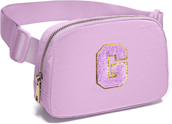 Gitus Gifts for 8 9 10 11 12 Year Old Girls Belt Bag Fanny Pack Crossbody Bags with Initial Letter Patch Cute Stuff Birthday Gifts for Teen Girls Women Personalized Trend Stuff (Lavender-G)