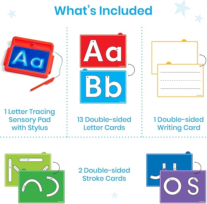 hand2mind Letter Tracing Sensory Pad, Reusable Handwriting Practice for Kids 3-5, Learn to Write, Letter Tracing Board, Toddler Writing Practice, Montessori Alphabet Toys, Preschool Learning Toys