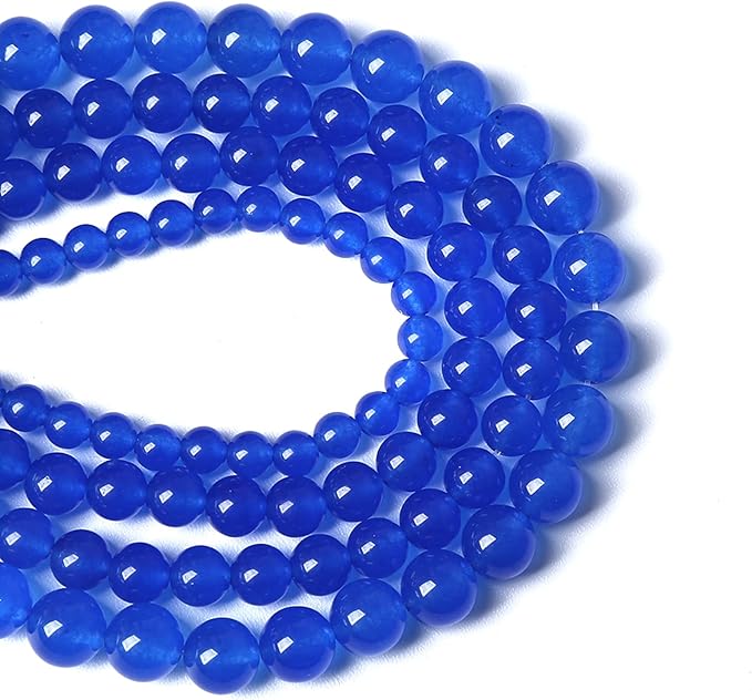 160PCS 4MM Deep Blue Chalcedony Natural Stone Loose Beads for Jewelry Making DIY Bracelet