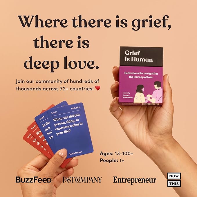 Grief is Human | Family & Friends Conversation Cards for Grieving | 70 Cards to Help You Process The Journey of Loss | Therapy for Adults