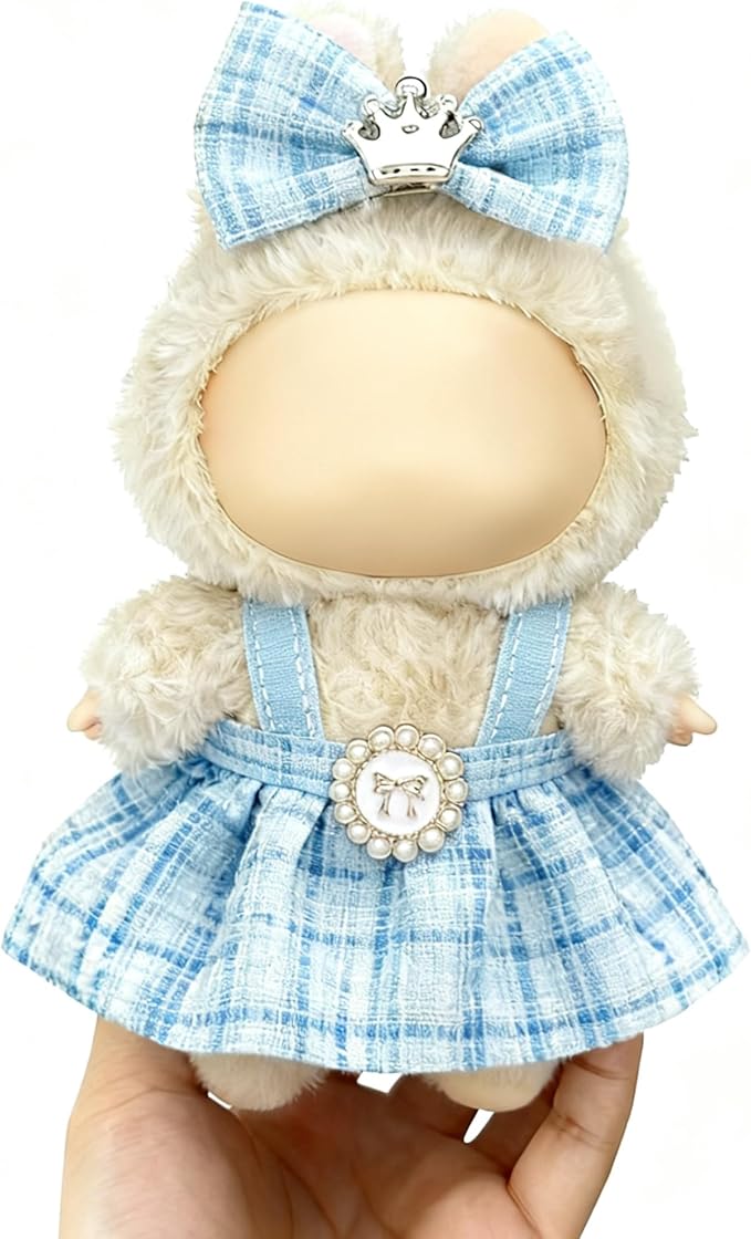 Clothes for LABUBU 17cm Doll (NO Doll), Outfit for LABUBU, Dress and Hairpin Set for LABUBU Dress Up, Fashion and Premium Dolls Accessories for LABUBU (Style C)