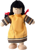 PlanToys® Wooden Girl Dollhouse Figure - Fair Skin Tone | Poseable 1:12 Scale Dollhouse People | Montessori Pretend Play Doll with Bendable Arms & Legs | Eco-Friendly Wooden Figurine for Kids