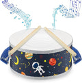 Boao 1 PC Kids Drum Set, 8 Inch Toddler Drum Wooden Toy with Adjustable Strap and 2 Drumsticks, Educational Sensory Musical Instrument for Toddlers Kid Baby Boys Girls Gift(Space)