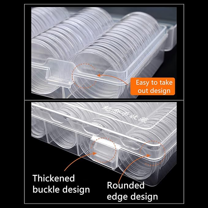 MUDOR 27 mm Coin Capsules for Small Dollar Coins, 100 Pieces Coin Holder with Case, Coin Storage Case Box for Coin Collection, Coin Collection Supplies