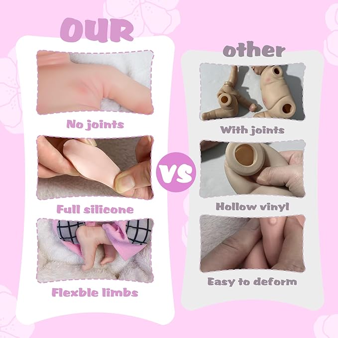 Reborn Baby Dolls Silicone Full Body 16.9in Weighted Real Life Closed-Eyes Girl Dolls Lifelike Newborn Baby Soft Body Flexible Limbs Not Vinyl