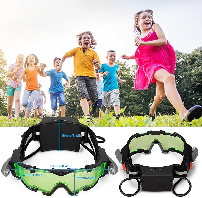 AGM Kids Night Vision Goggles, Adjustable Spy Gear Night Mission Goggles with Flip-Out Lights Green Lens