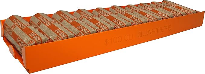 Nadex 4 Pack Aluminium Quarter Coin Tray - Stackable Single Compartment Coin Sorting and Storage Tray - Holds 1600 Quarters - 40 Coin Rolls
