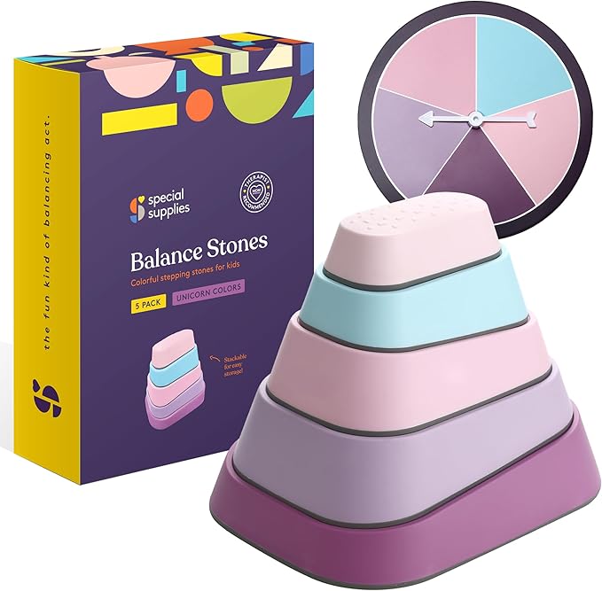 Special Supplies Set of 5 Stepping Stones for Kids Indoor and Outdoor Balance Blocks Promote Coordination, Balance Strength Child Safe Rubber, Non-Slip Edging (Unicorn)