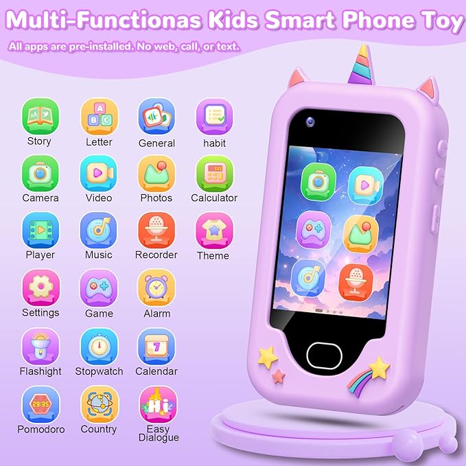 Lapare Kids Smart Phone for Girls, Christmas Birthday Gifts for 3-10 Year Old Kids Toy Cell Phone, 2.8" Touchscreen Toddler Learning Play Toy Phone with Dual Camera, Game, Music Player and More (32GB)
