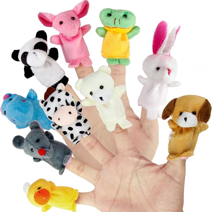 Sealive Finger Puppets for Toddlers 1-3, Preschool, and Kids - 10 Soft Velvet Animal Finger Toys for Toddlers 1-3, Easter Egg Fillers, Perfect for Storytelling, Educational Play, and Party Favors