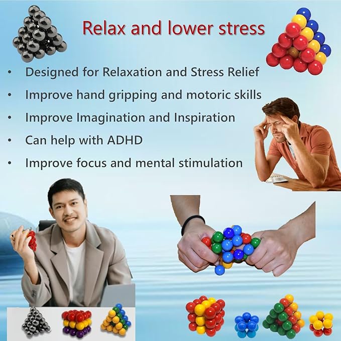 Science Kit Toys Magnets Building Blocks, Large Colorful Hematite Magnetic Stones, Home Office Kids Adults Intelligence Development Party Gift 27-1