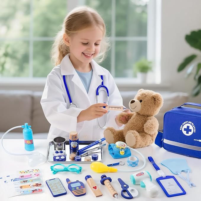 Doctor Kit for Kids, 35 Pcs Kids Doctor Kit for Toddlers 3-5 with Medical Storage Bag & Real Stethoscope, Pretend Play Doctor Set for Fun Role Playing Game (888)