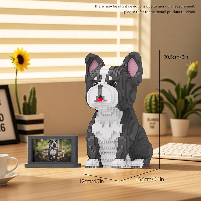 Animal Dog Model Pet French Bulldog Micro Building Blocks Set with Secret Hidden Storage Box Inside,Ideal Toy for Dog Lovers, Kids & Adults.