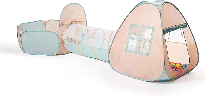 UTEX 3 in 1 Pop Up Play Tent with Tunnel, Ball Pit for Kids, Boys, Girls, Babies and Toddlers, Indoor/Outdoor Playhouse