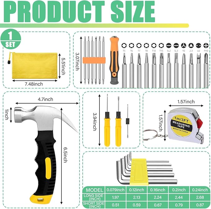 Mini Operation Tool Kit Bulk – Small Emergency Compact Tool Set for Beginners, DIY Projects, Home Maintenance, Office & Apartment Use – Perfect Men Christmas Gifts Tool Birthday Party Favors
