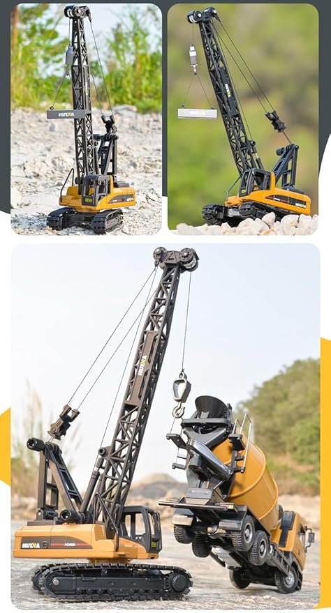 Gemini&Genius Crawler Crane Construction Vehicle Toy Dragline Heavy Duty 1/50 Crane Work Car, Engineering Truck, Site Sandbox Car Toy, Collectible or Decoration for Kids