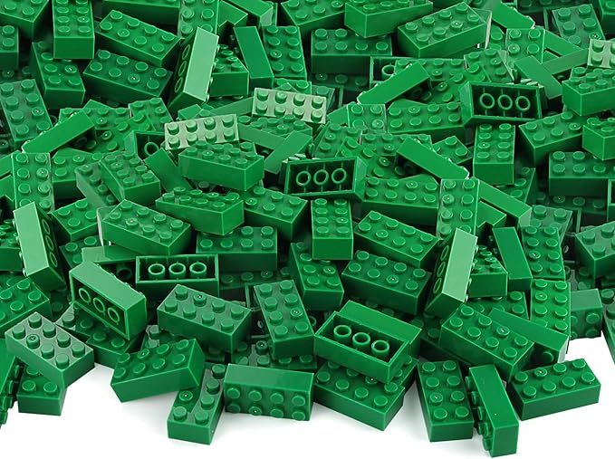 Feleph 320 Pieces 2x4 Green Bricks Building Classic Parts Creative Play Blocks Set Toy Accessories Combine with 3001 Major Brick Brands (Green)