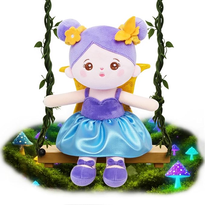 OUOZZZ 13" Soft Baby Doll Toys for 1 + Year Old Girl Gifts, Fairy Dolls Birthday Gifts for 1 Year Old Girl Christmas Plush Toys Gift for Toddler Kids Magic Wings Fairies