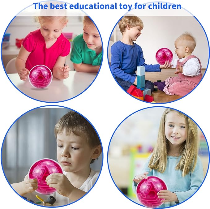 YongnKids 3D Puzzle Toy, Memory Maze Ball Puzzle Toy Gifts for Kids Adults -Low Difficulty Hard Challenges Game Tiny Balls Brain Teasers Game, Red