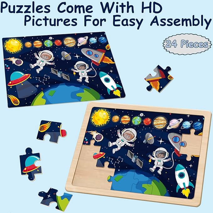 Puzzles for Kids Ages 4-6 24 Pieces Wooden Puzzles for Toddlers Ages 4 5 6 7 8 Year Olds Kids Puzzle Toys Children Jigsaw Puzzles for Boys and Girls Gifts