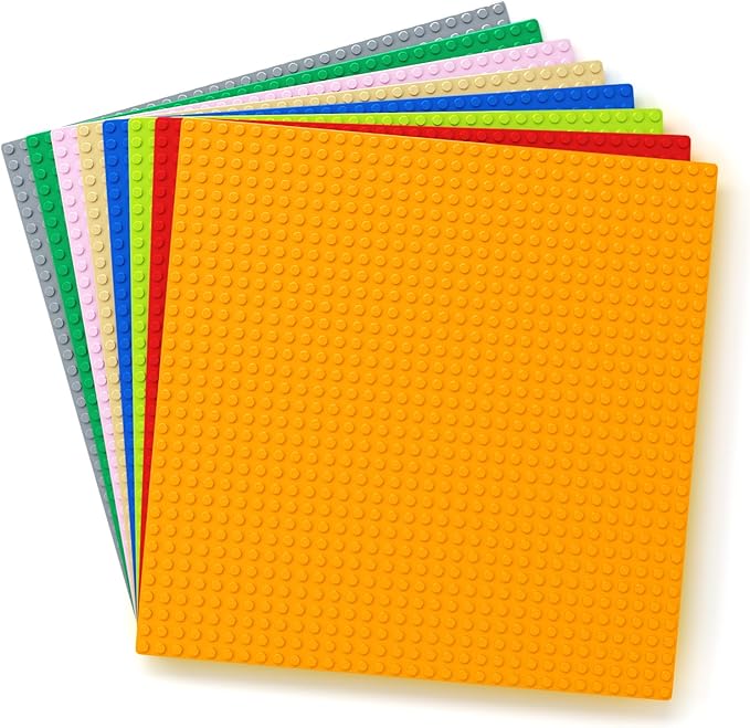 Vdealen 8 Pack Classic Baseplates 10" x 10" Large Building Plates for Building Bricks, Compatible with All Major Brands and Activity Table- Perfect STEM Gift for Builders (Multicolored)