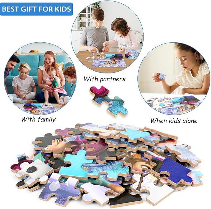 Puzzles for Kids Ages 4-8,Kids Puzzls in a Metal Box,Winter Princess Snowman Small Puzles,Kid Boys Girls Learning Educational Puzzle Packed in Tin Box,60 Pieces